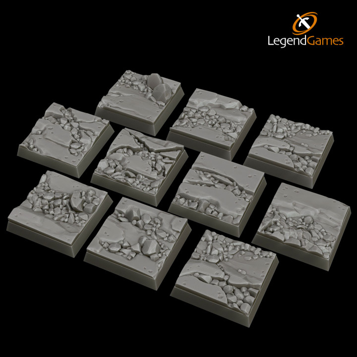 LegendGames 25mm square Natural Stone and Rock bases x10 image