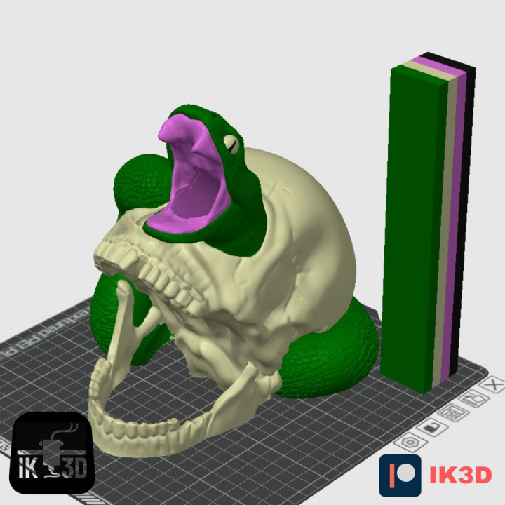 DICE TOWER SKULL WITH SNAKE NO SUPPORTS image
