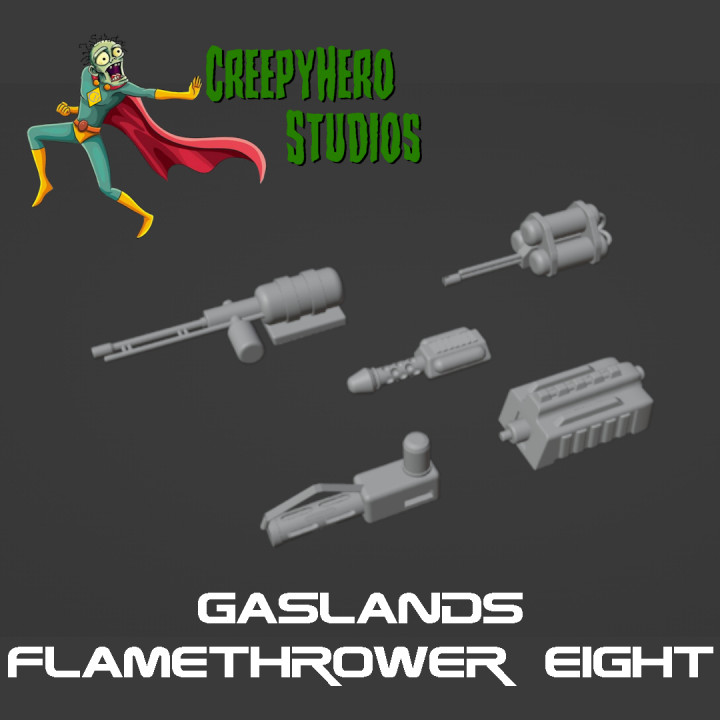 Gaslands Flamethrower Eight Set