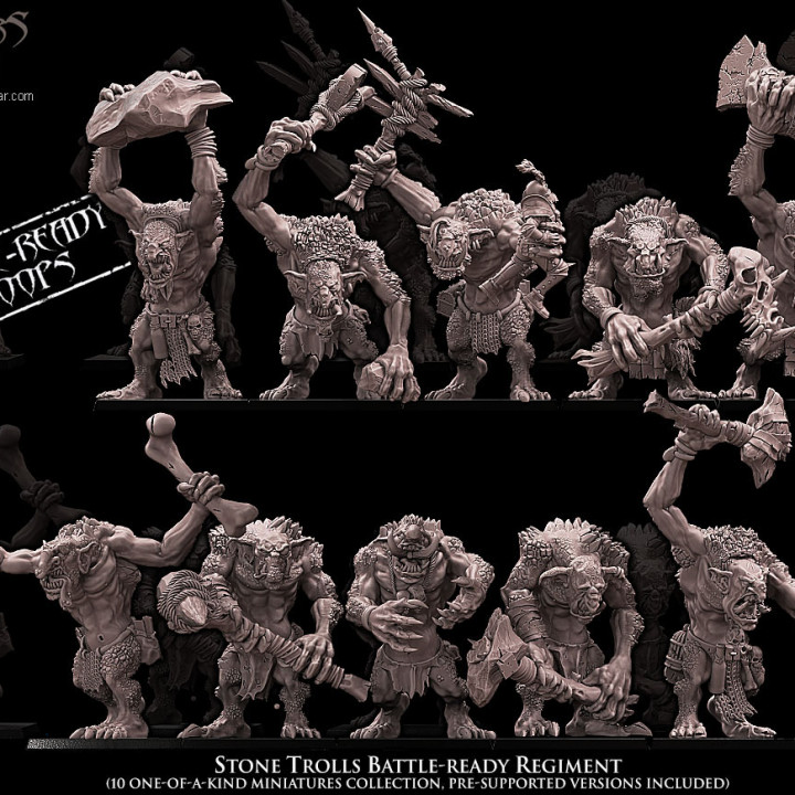 Stone Trolls Battle-Ready regiment (10 Stone Trolls)