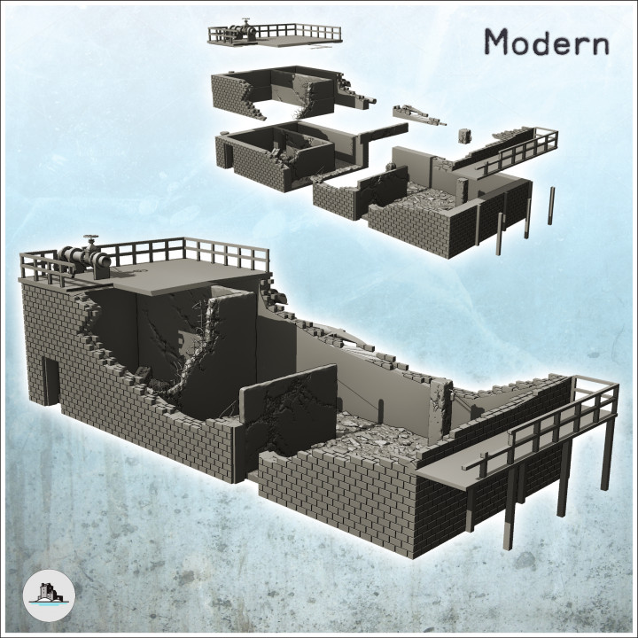 Modern industrial buildings pack No. 1 - Modern WW2 WW1 World War Diaroma Wargaming RPG Mini Hobby image