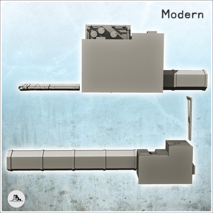 Checkpoint with gate, two buildings and concrete parapet (5) - Modern WW2 WW1 World War Diaroma Wargaming RPG Mini Hobby