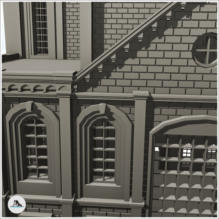 Large multi-storey brick factory on platforms with canopies and ramps (22) - Modern WW2 WW1 World War Diaroma Wargaming RPG Mini Hobby
