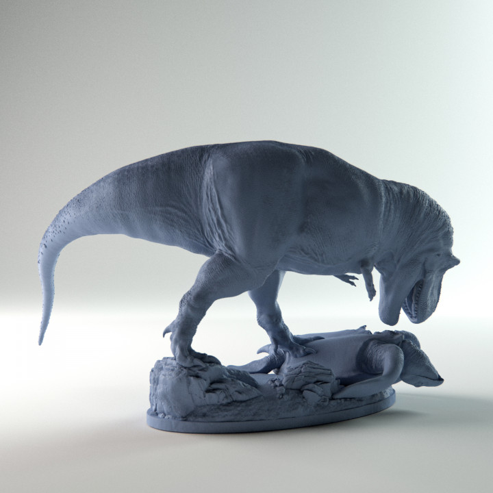 Tyrannosaurus eating turtle 1-35 and 1-72 scale pre-supported dinosaur