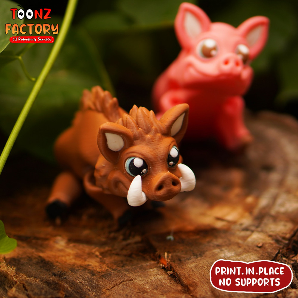 3D Printable CUTE FLEXI PIG AND BOAR ARTICULATED by Toonz Factory