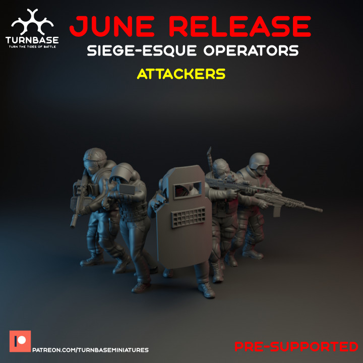 TurnBase Miniatures: Wargames - Siege-esque Operators (Attackers) image
