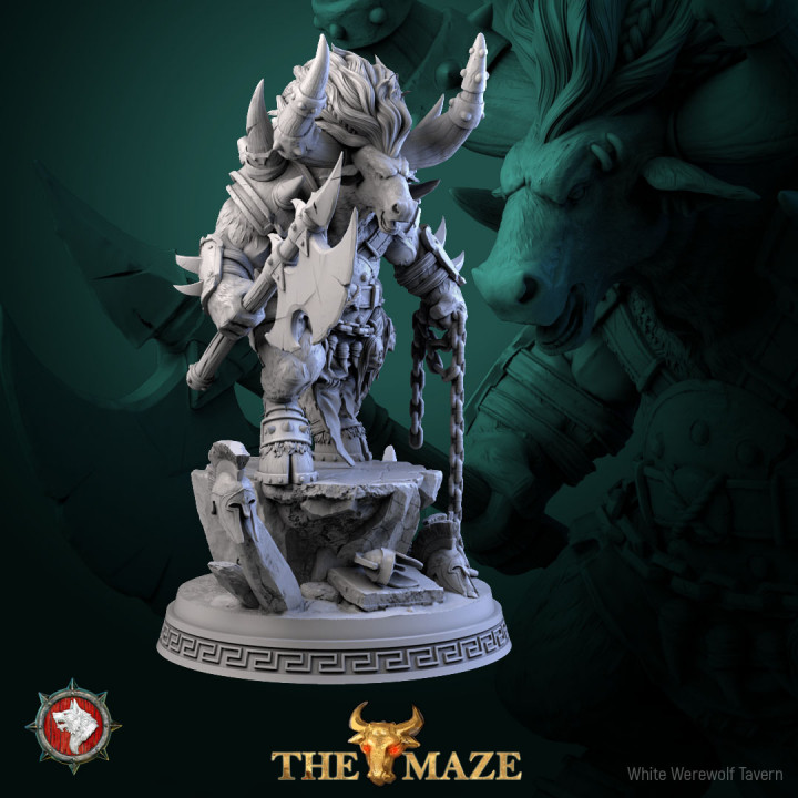 Minotaur 32mm and 75mm heroic miniature pre-supported