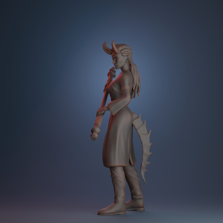 Tiefling Warrior Pose| Pre-supported mini | 30mm | image
