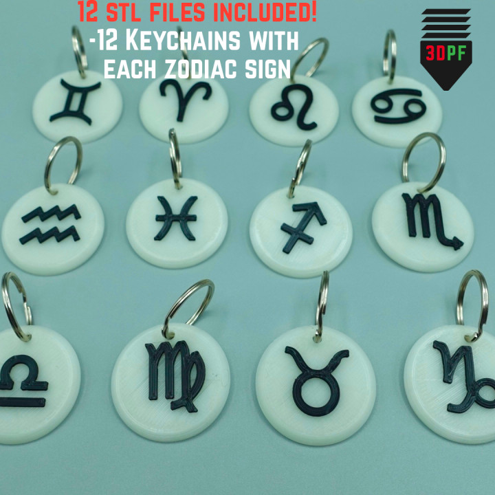 3D Printable Zodiac Sign Keychains by MysticMesh3D