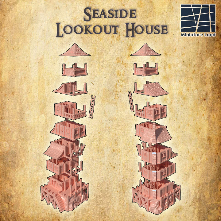 Seaside Lookout House - Tabletop Terrain - 28 MM image