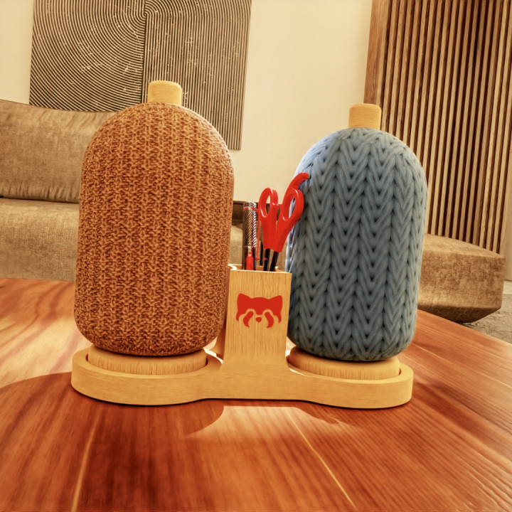 Wood PLA Double Yarn Ball Holder with Organiser image