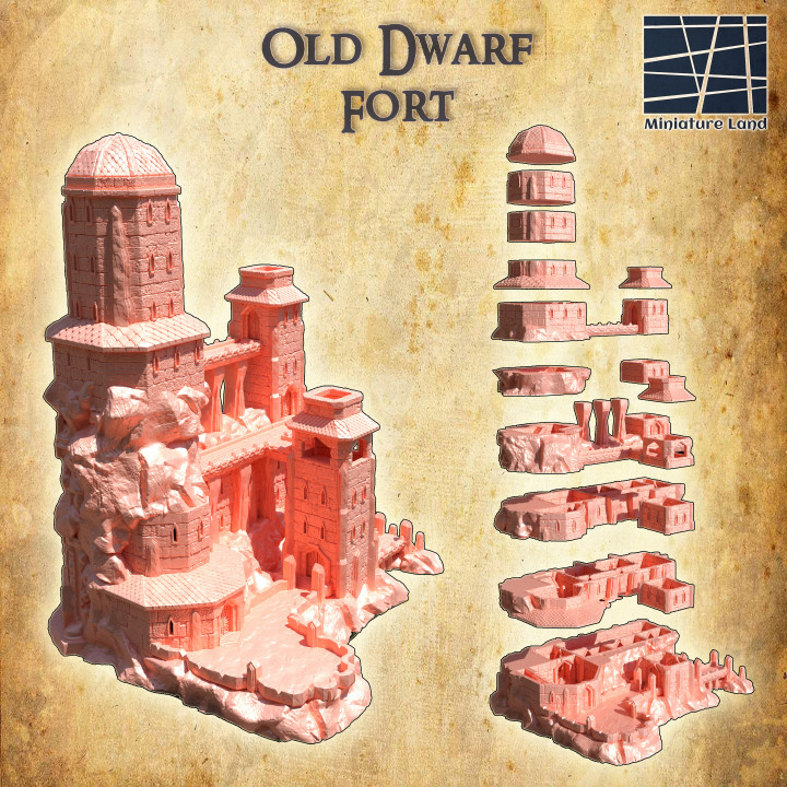 Old Dwarf Fort - Tabletop Terrain - 28 MM image