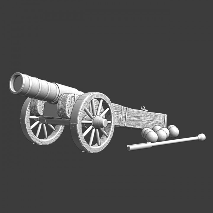 Medieval cannon with accessories