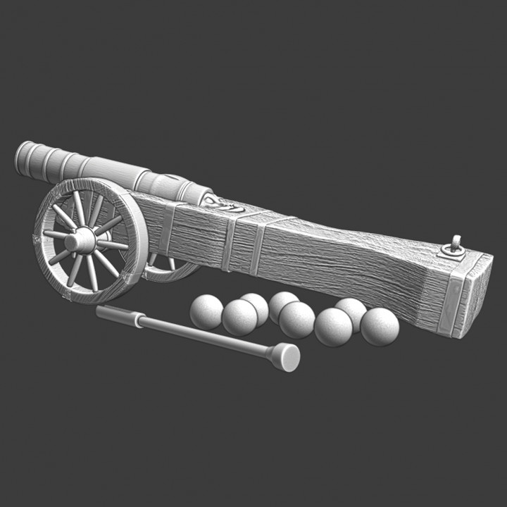Medieval cannon with accessories image