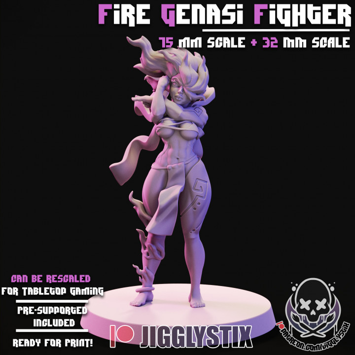 3D Printable Fire Genasi Fighter by Jigglystix