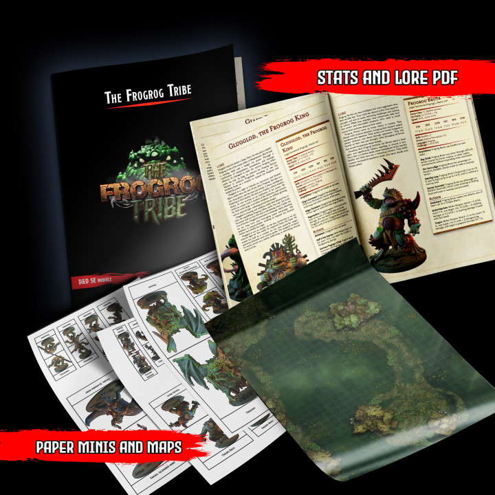 "The Frogrog Tribe": Monster Templates, Paper miniatures & Battle Maps image