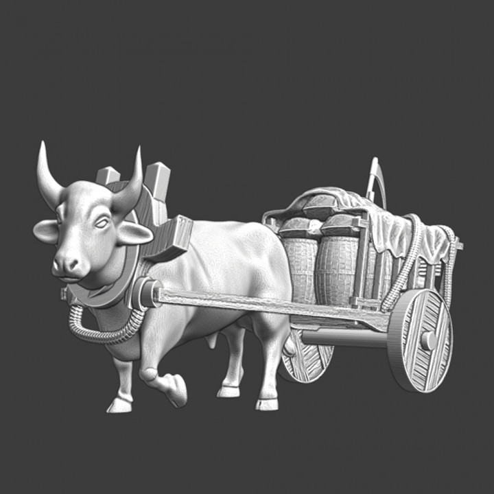 Medieval ox wagon - market goods image