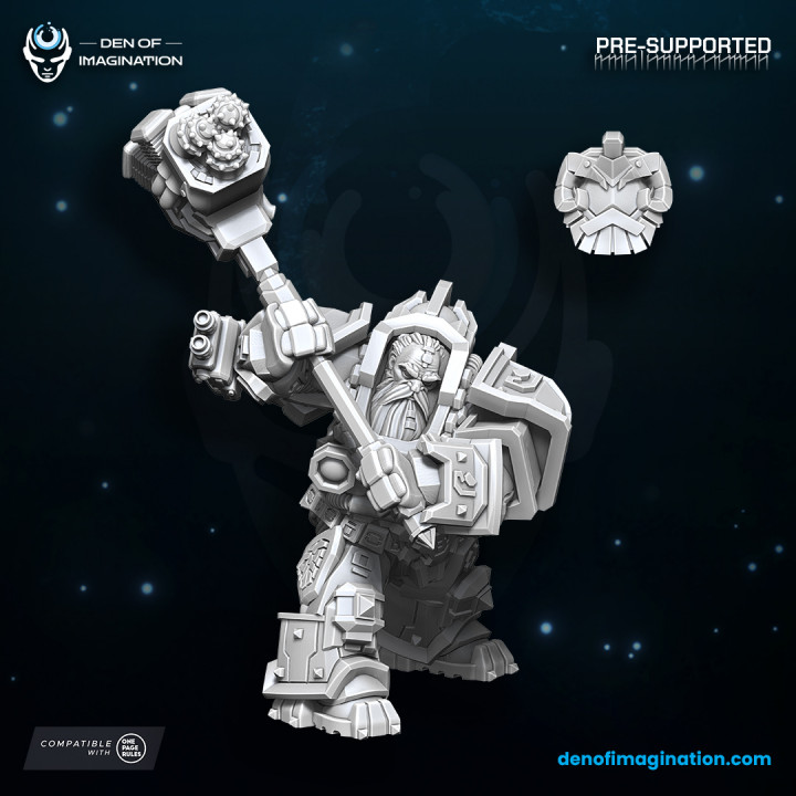 Space Dwarfs - Khazaroth Empire Iron Moles Digmaster + 40mm Bases set image