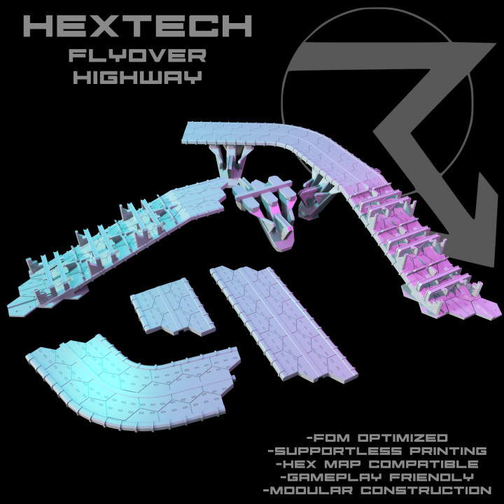 HEXTECH - Flyover Highway (Battletech Compatible Hex Terrain) image