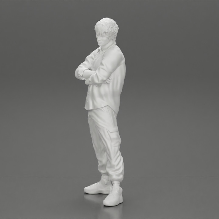 Asian gangster homie standing crossed hands
