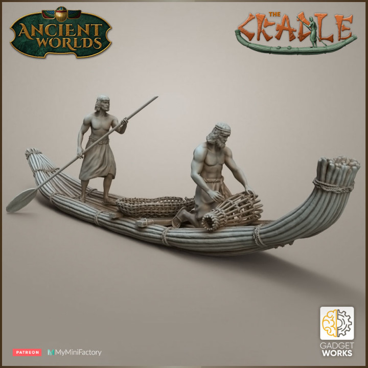 Mesopotamian Reed Boat with Fishermen - The Cradle image