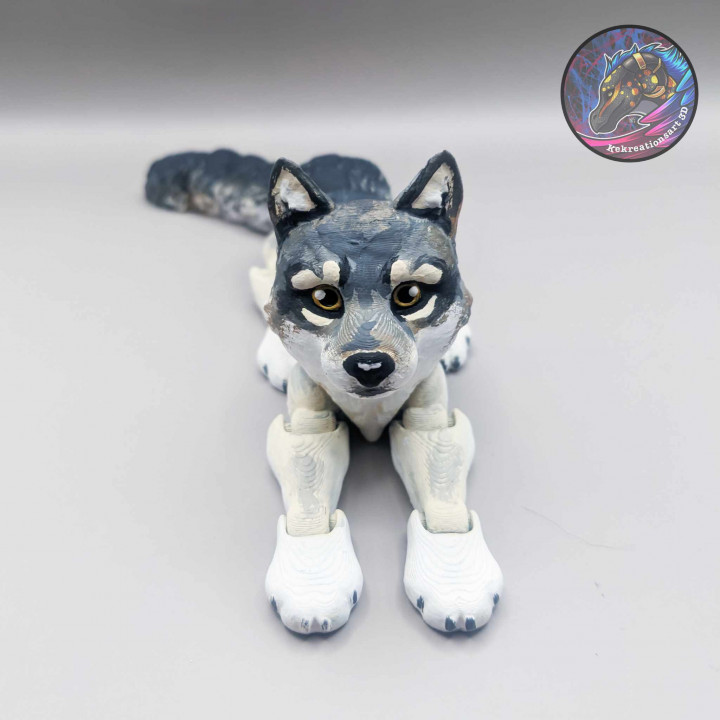 3D Printable Flexi Wolf, Articulated wolf by Kirsten M