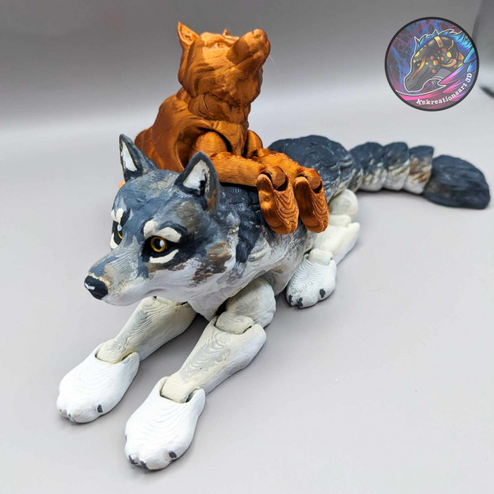 3D Printable Flexi Wolf, Articulated wolf by Kirsten M