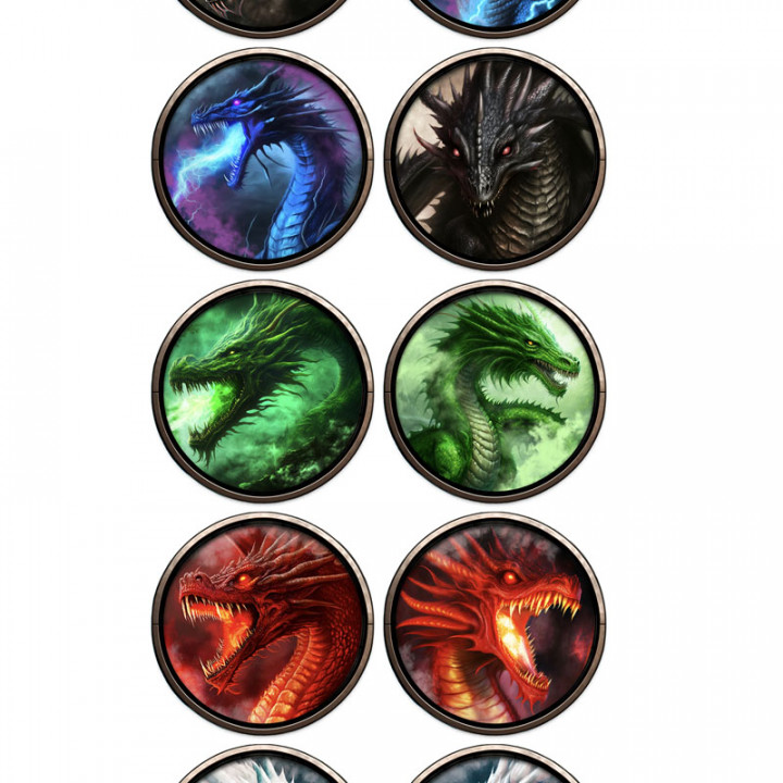 3D Printable Dragons 10 Pack VTT / Printable Tokens by Gametee 3d 3D Printable Dragons 10 Pack VTT / Printable Tokens by Gametee 3d
