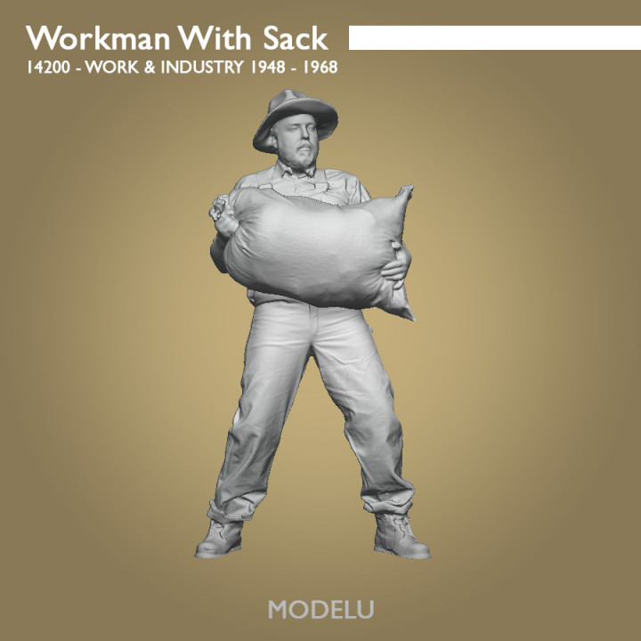 Workman holding sack image