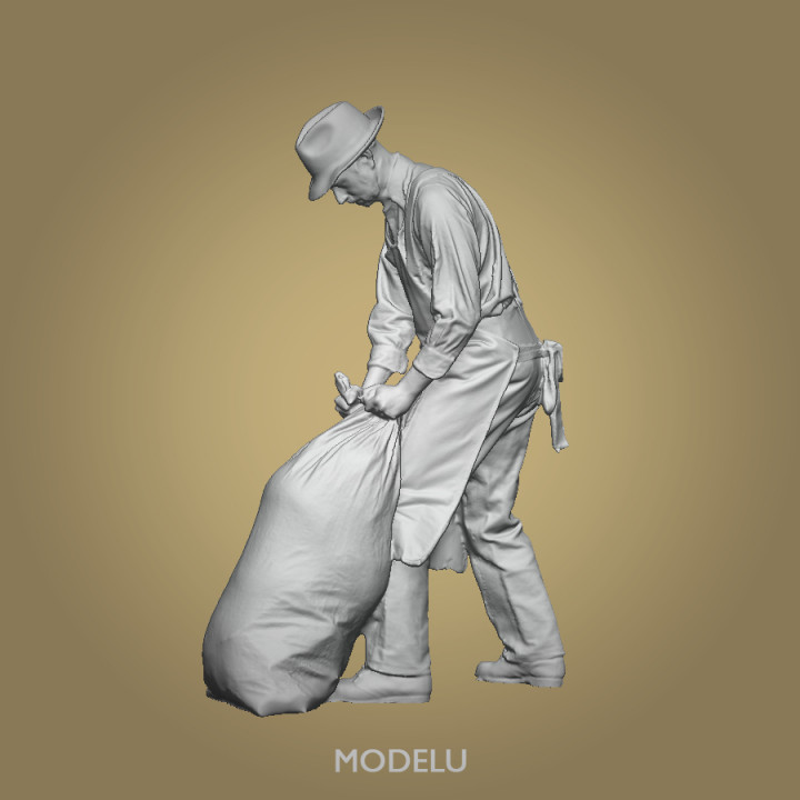 Workman moving sack image