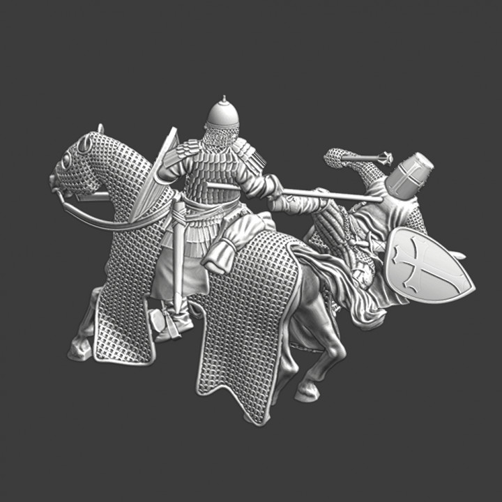 3D Printable Mounted Kievan Rus warrior killing crusader knight by ...