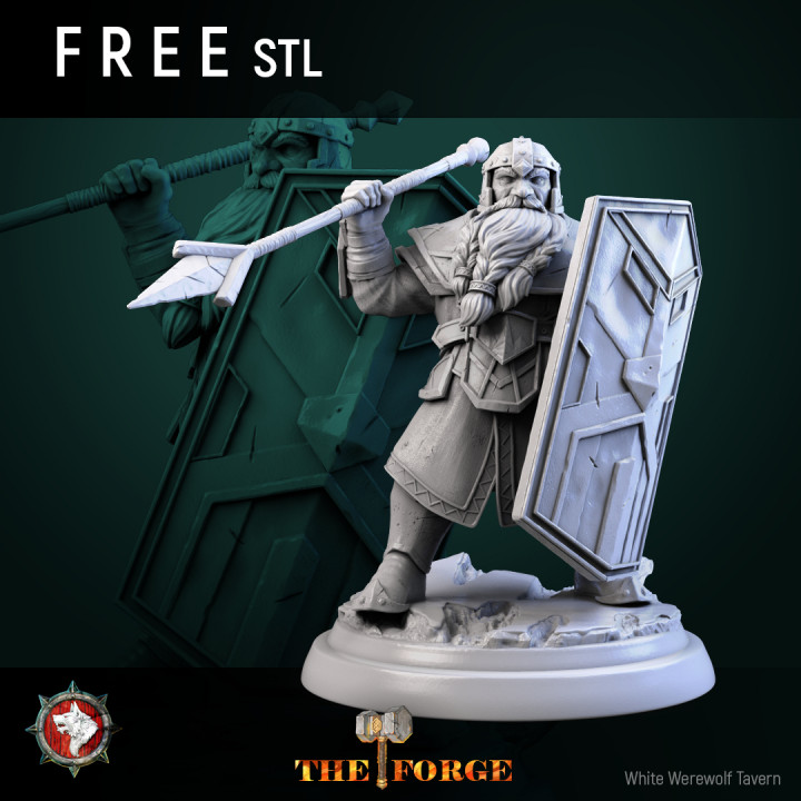 Heavy armored dwarf V6 Free STL pre-supported image