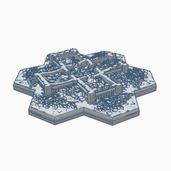 Destroyed Gothic Building 1 With Hex Base