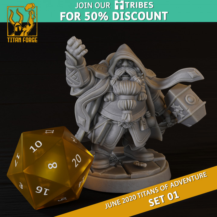 Dwarf Male Cleric - RPG Hero Character D&D 5e - Titans of Adventure Set 01 image