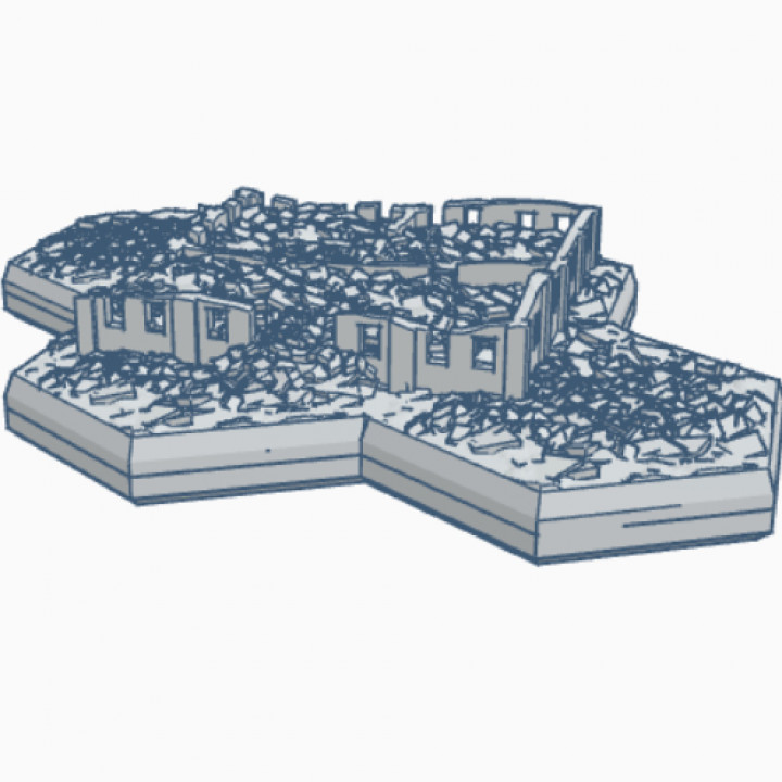 Modern Destroyed Building with Hex Base 2 MDHB002