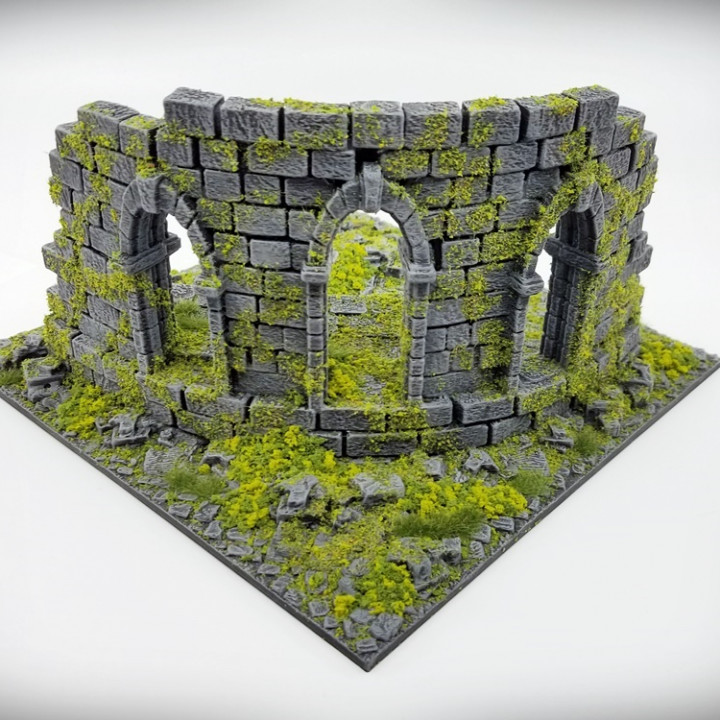 3D Printable Ruined Temple Wall Tile C By Terrainify