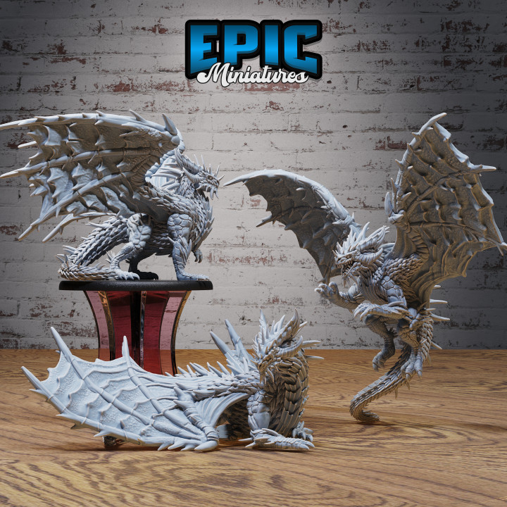 3D Printable Cactus Dragon Set / Legendary Drake / Winged Mountain