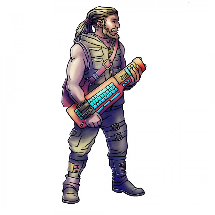 Human Decker Cyberpunk Bard Miniature