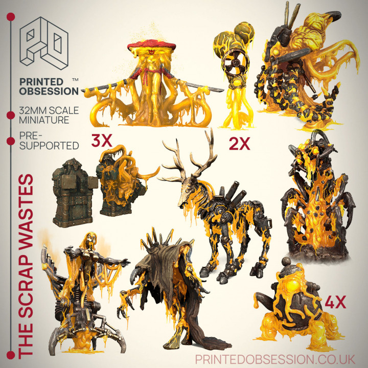 Scrap Waste Creatures - 15 Models - PRESUPPORTED - 32mm Scale image