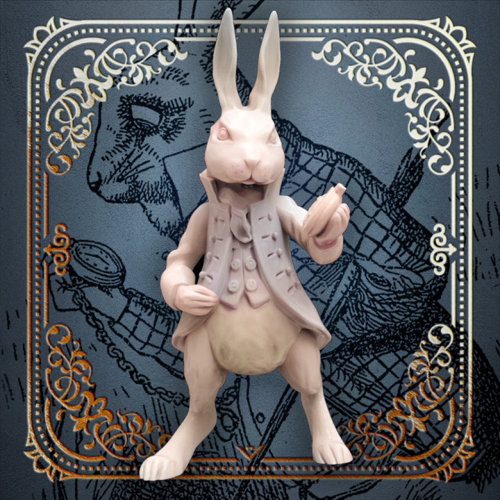 3D Printable White Rabbit by Gametee 3d Miniatures