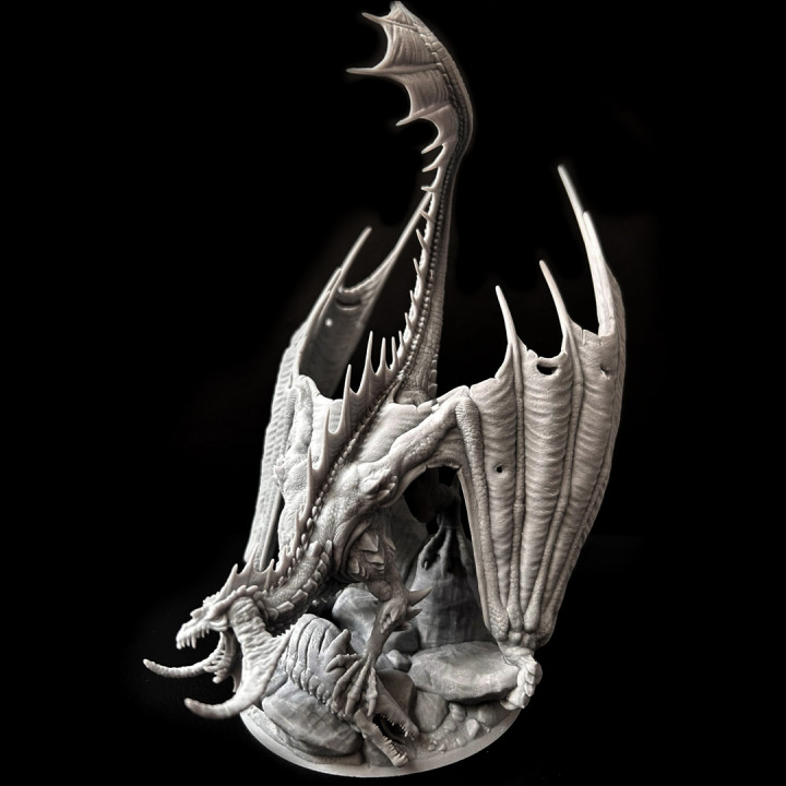 3D Printable Ancient black dragon by clynche art