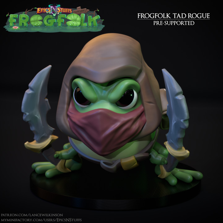 Frogfolk Tad Rogue Miniature, Pre-Supported image