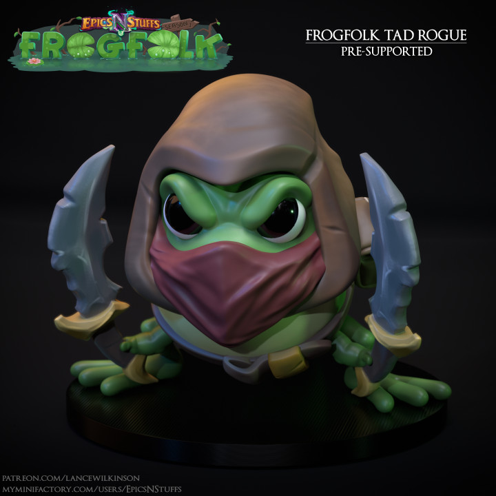 Frogfolk Tad Rogue Miniature, Pre-Supported