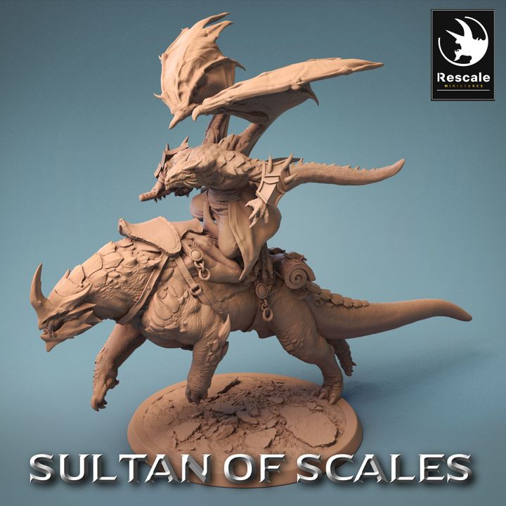 3D Printable Dragonborn Mount Charge A by Rescale Miniatures