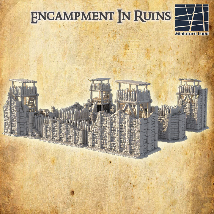 Encampment in Ruins - Tabletop Terrain - 28 MM image