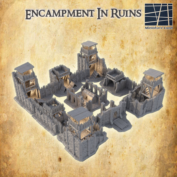 Encampment in Ruins - Tabletop Terrain - 28 MM image