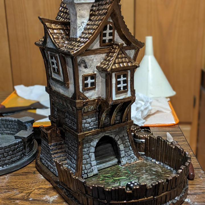 3D Printable Medieval Dice Tower by Fantasy 3D Tabletop