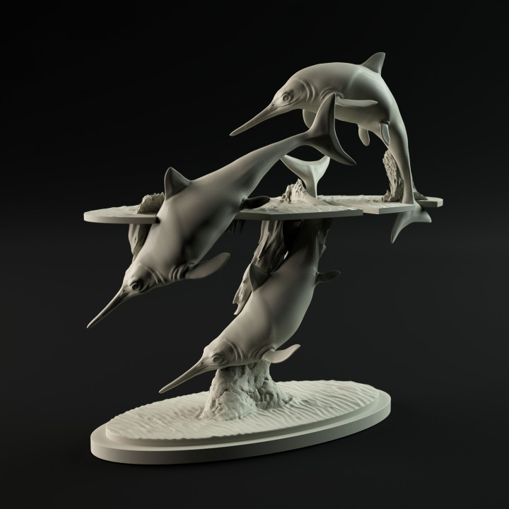 Ichtyosaur jumping 1-35 scale pre-supported marine reptile