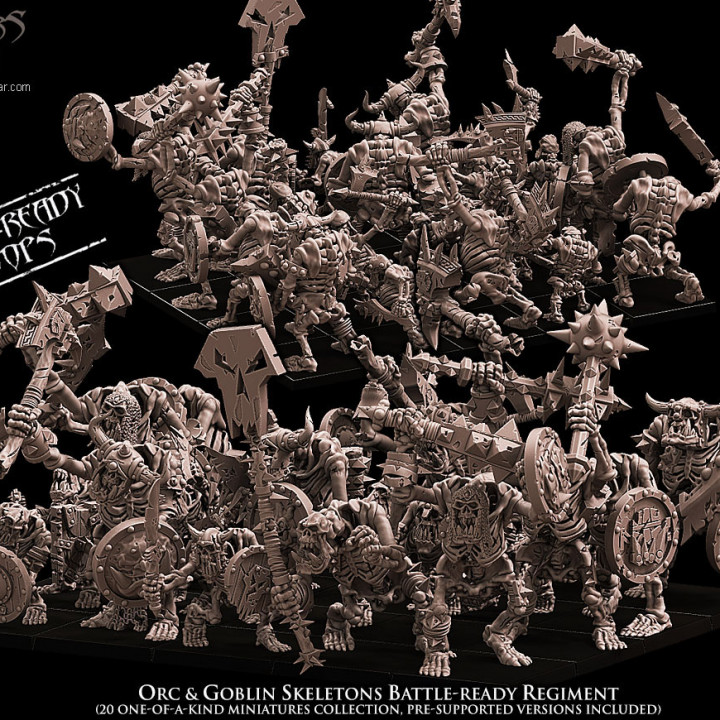 Orc & Goblin Skeletons Battle-Ready regiment (20 Skeletons) image