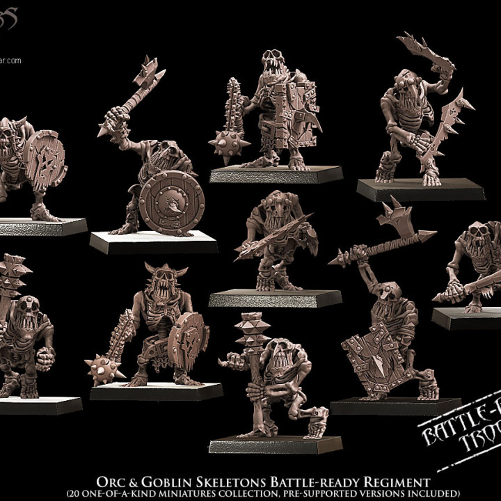 3D Printable Orc & Goblin Skeletons Battle-Ready regiment (20 Skeletons ...